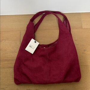 Princess Polly Deep Red Suede Shoulder Bag